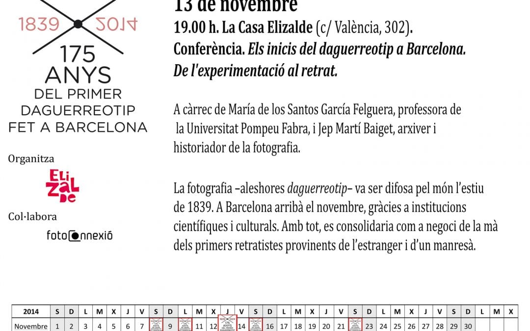 Conferència “Els inicis del daguerreotip a Barcelona. De l’experimentació al retrat” a càrrec de María de los Santos García Felguera i Jep Marti i Baiget